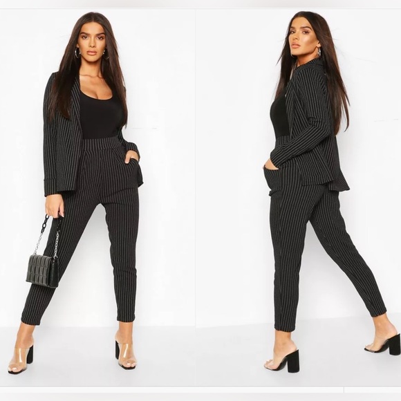 Boohoo Tailored Pinstripe 2 Piece Suit Sz Sm (4) NWT - Picture 1 of 5